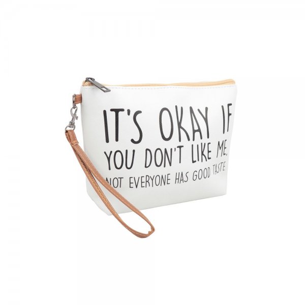 S2-5-3-HDG3930-9 - IT'S OKAY IF YOU DON'T LIK ME PRINT COSMETIC POUCH BAG W/ WRISTLET/6PCS
